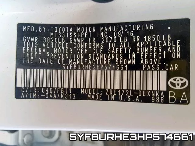 5YFBURHE3HP574661 фото 2