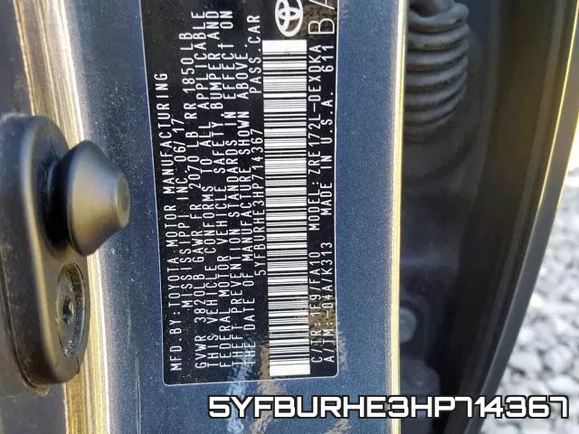 5YFBURHE3HP714367 фото 2