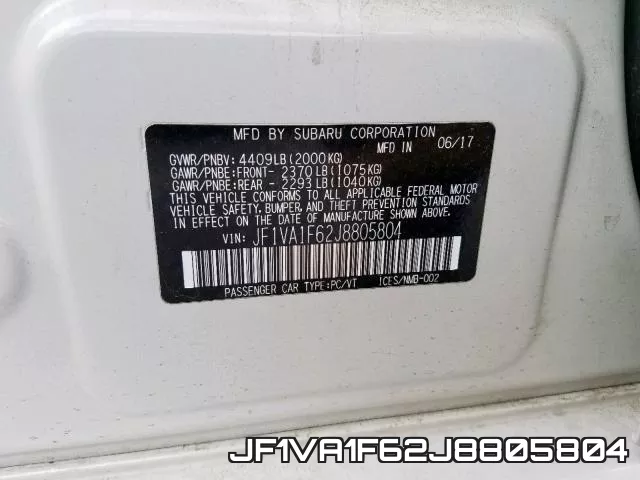 JF1VA1F62J8805804 фото 2