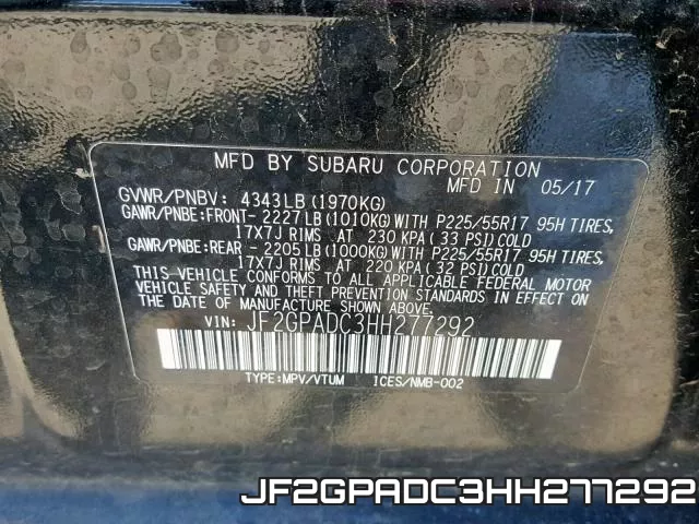 JF2GPADC3HH277292 фото 2