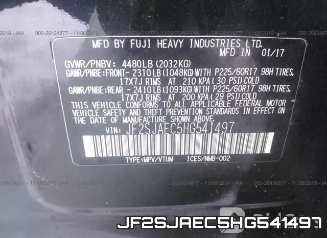 JF2SJAEC5HG541497 фото 10
