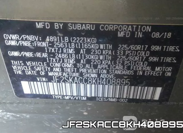 JF2SKACC8KH408895 фото 10