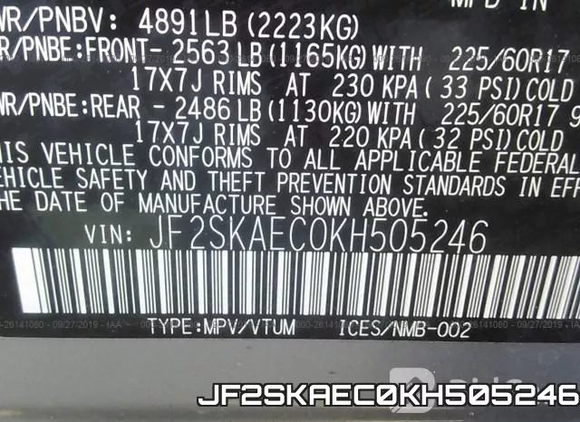 JF2SKAEC0KH505246 фото 10