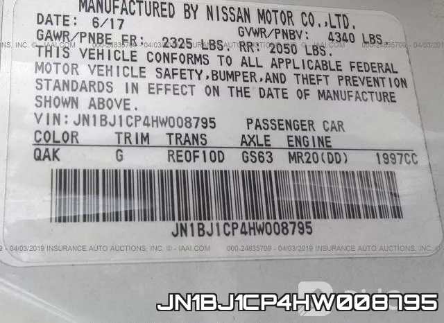 JN1BJ1CP4HW008795 фото 10