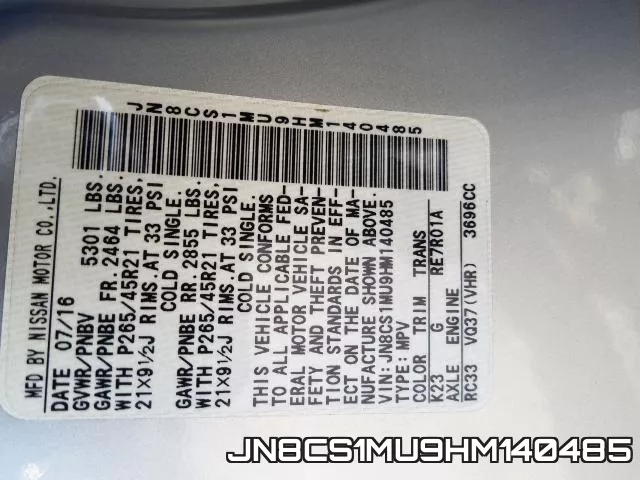 JN8CS1MU9HM140485 фото 2