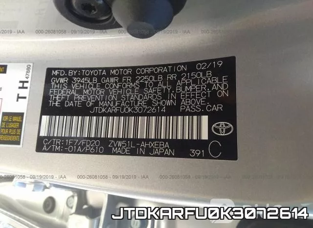 JTDKARFU0K3072614 фото 10