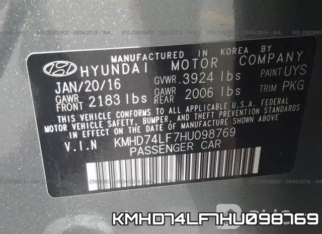 KMHD74LF7HU098769 фото 10