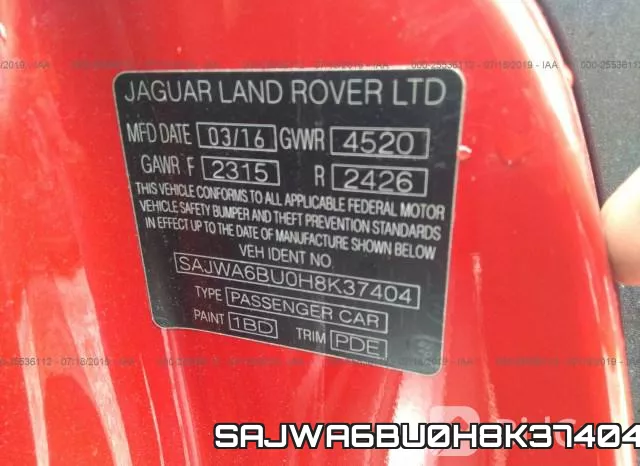 SAJWA6BU0H8K37404 фото 10