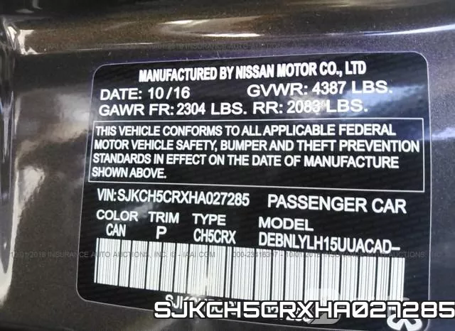 SJKCH5CRXHA027285 фото 10
