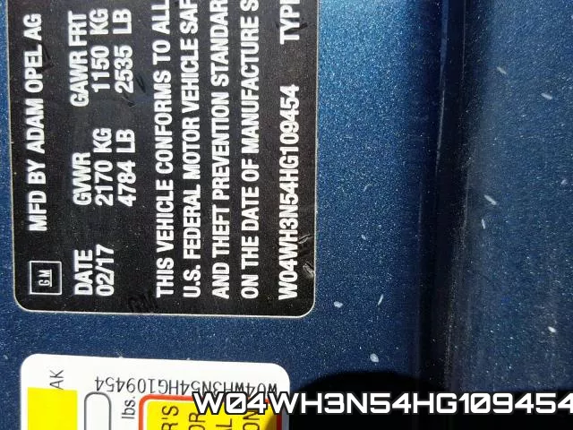 W04WH3N54HG109454 фото 2