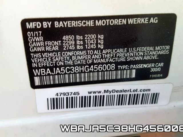 WBAJA5C38HG456008 фото 2
