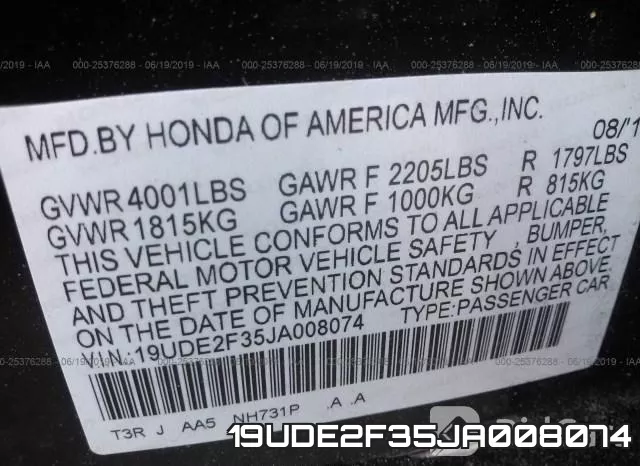 19UDE2F35JA008074 фото 10