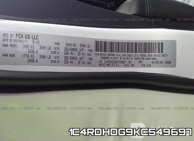 1C4RDHDG9KC549697 фото 10