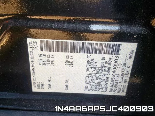 1N4AA6AP5JC400903 фото 2