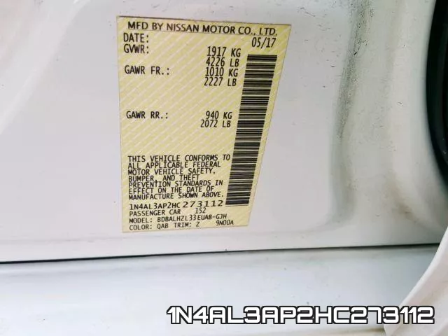 1N4AL3AP2HC273112 фото 2