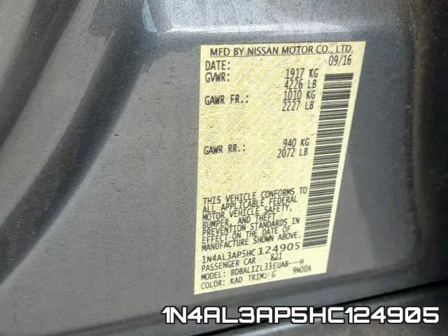 1N4AL3AP5HC124905 фото 2