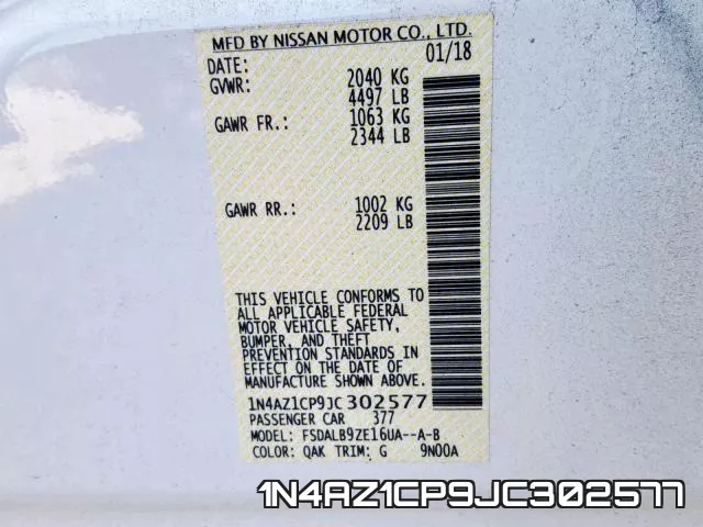 1N4AZ1CP9JC302577 фото 2
