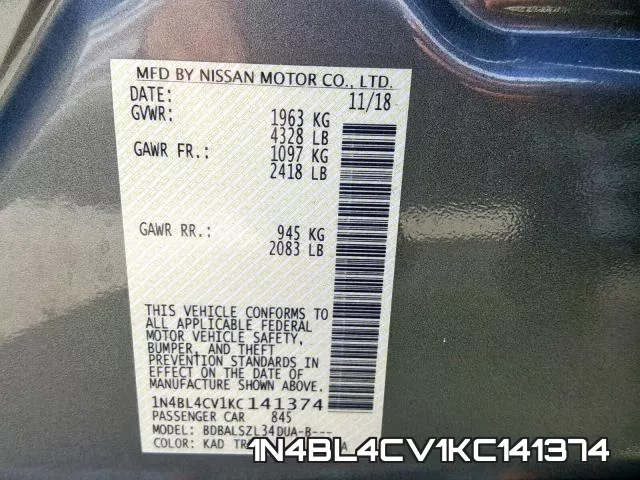 1N4BL4CV1KC141374 фото 2