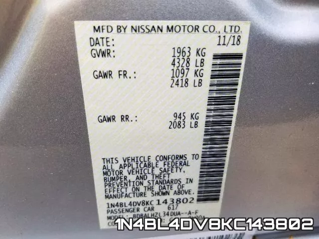 1N4BL4DV8KC143802 фото 2