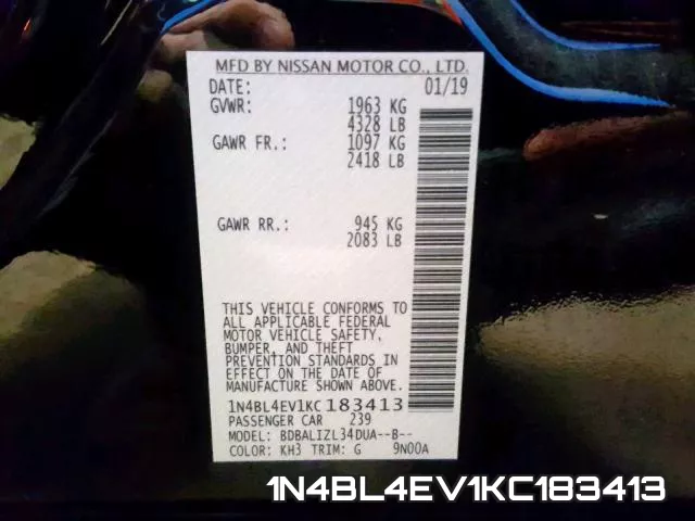 1N4BL4EV1KC183413 фото 2