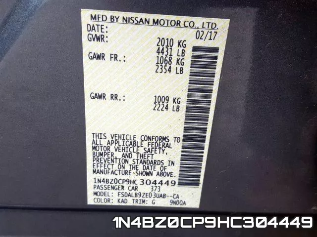 1N4BZ0CP9HC304449 фото 2