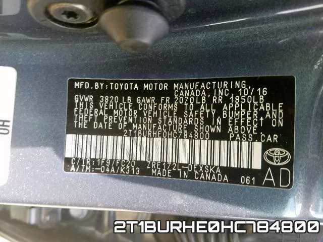 2T1BURHE0HC784800 фото 2