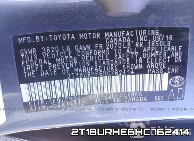 2T1BURHE6HC762414 фото 10