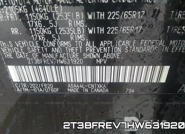 2T3BFREV7HW631920 фото 10
