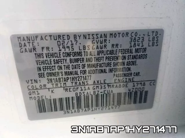 3N1AB7AP1HY271477 фото 2