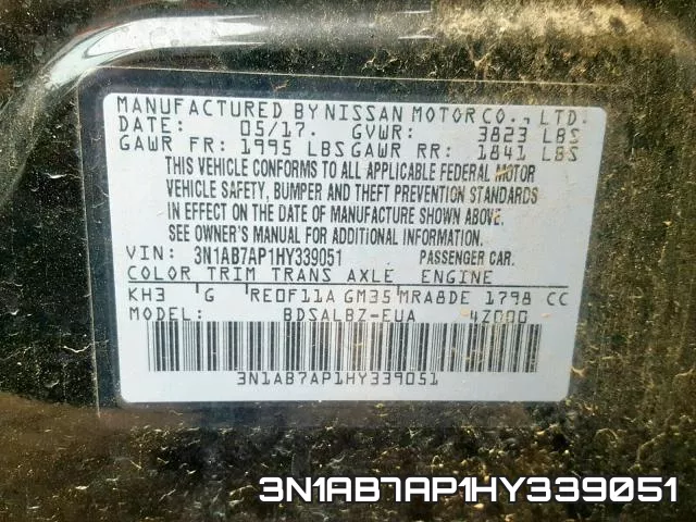 3N1AB7AP1HY339051 фото 2