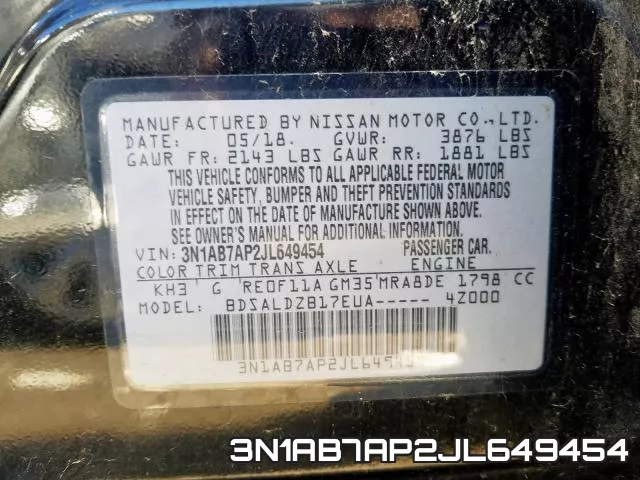 3N1AB7AP2JL649454 фото 2