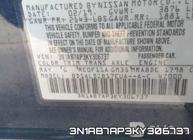 3N1AB7AP3KY306737 фото 10