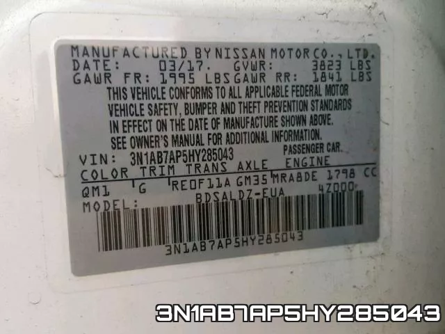 3N1AB7AP5HY285043 фото 2