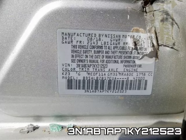 3N1AB7AP7KY212523 фото 2