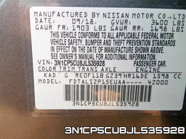 3N1CP5CU8JL535928 фото 2
