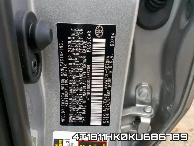 4T1B11HK0KU686789 фото 2