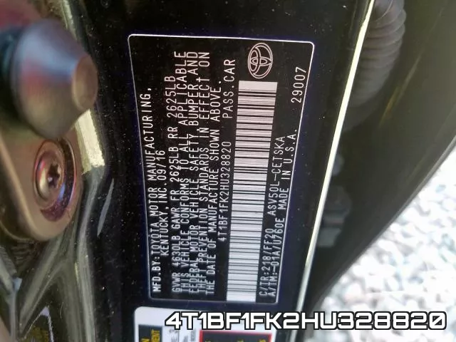 4T1BF1FK2HU328820 фото 2