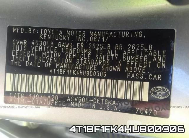 4T1BF1FK4HU800306 фото 10