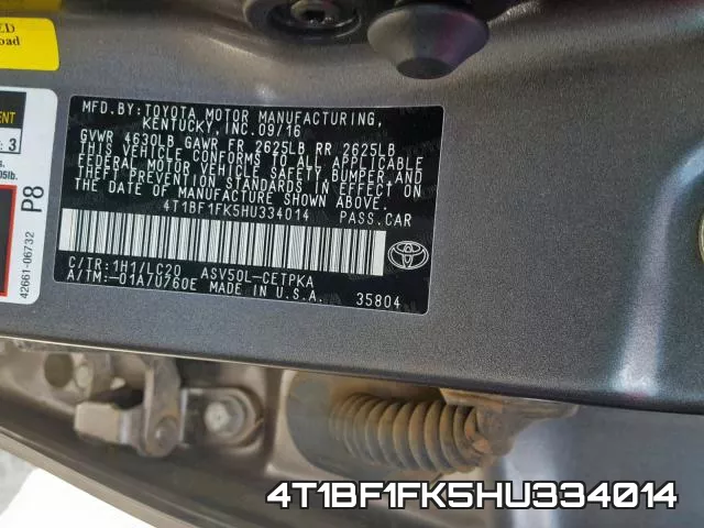 4T1BF1FK5HU334014 фото 2