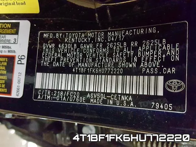 4T1BF1FK6HU772220 фото 2