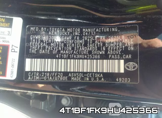 4T1BF1FK9HU425366 фото 10