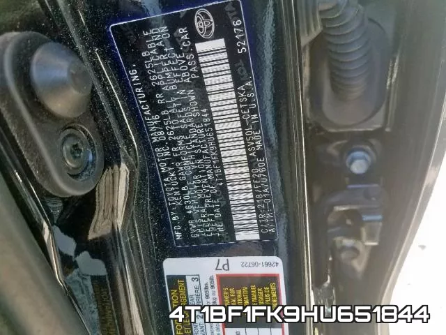 4T1BF1FK9HU651844 фото 2