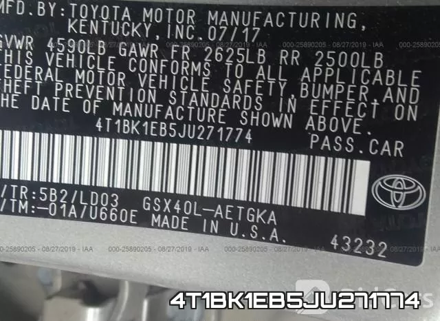 4T1BK1EB5JU271774 фото 10