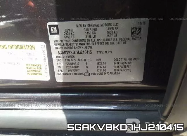 5GAKVBKD7HJ210415 фото 10