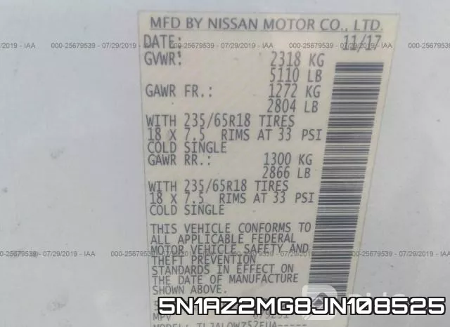 5N1AZ2MG8JN108525 фото 10