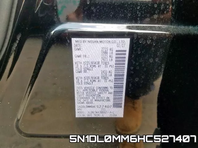 5N1DL0MM6HC527407 фото 2