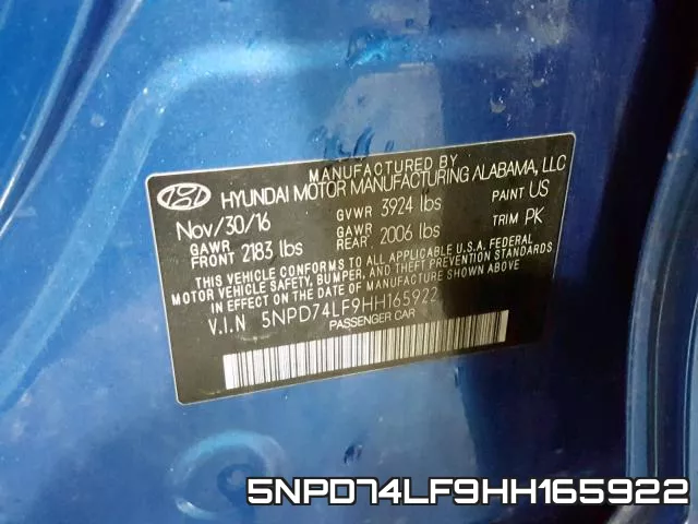 5NPD74LF9HH165922 фото 2