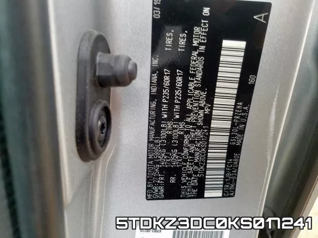 5TDKZ3DC0KS017241 фото 2