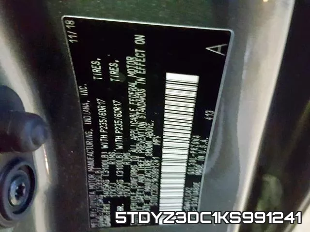 5TDYZ3DC1KS991241 фото 2