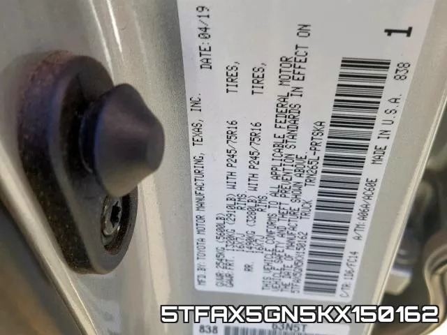 5TFAX5GN5KX150162 фото 2